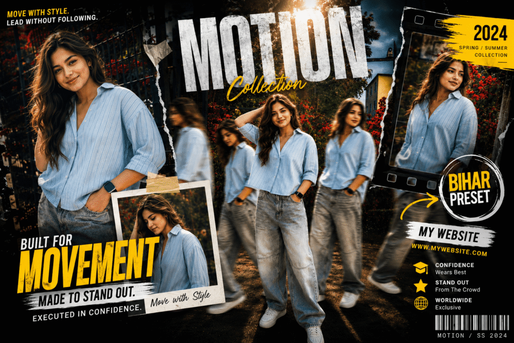 Trending Motion Cinematic Photo Editing Prompt | Bihar Preset