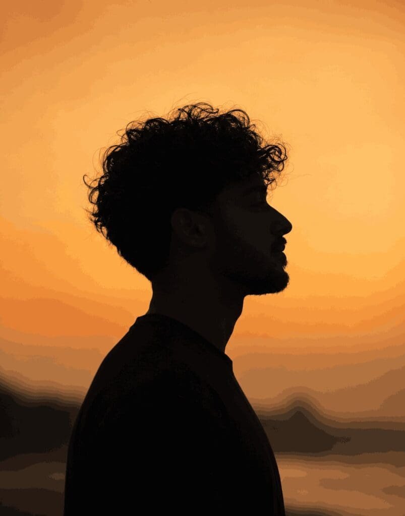 ChatGPT and Gemini prompts - Ultra-realistic cinematic silhouette portrait of a young man