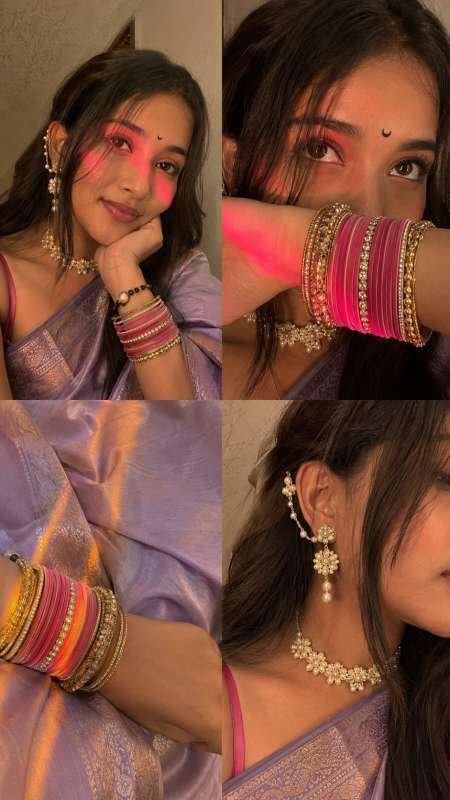 Bihar Update In lavender indoor saree portrait collage example
